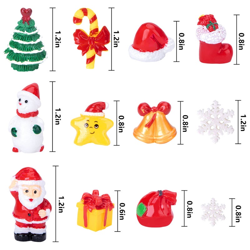 Iceyyyy 37 Pcs Miniature Resin Christmas Figurines-Tiny Figurines Christmas Trees Snowman Santa Claus-Mini Christmas Pendant Decoration for Winter Hloliday Christmas Village Home DIY Kit - Image 2